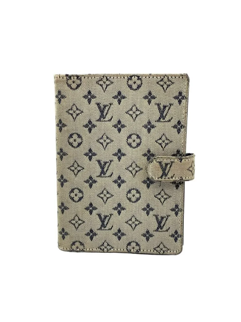 Louis Vuitton Monogram Mini Agenda PM Leather Canvas Navy Notebook Cover Gold